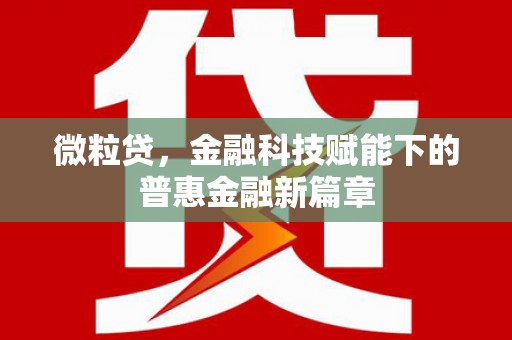 西螺微粒贷，金融科技赋能下的普惠金融新篇章