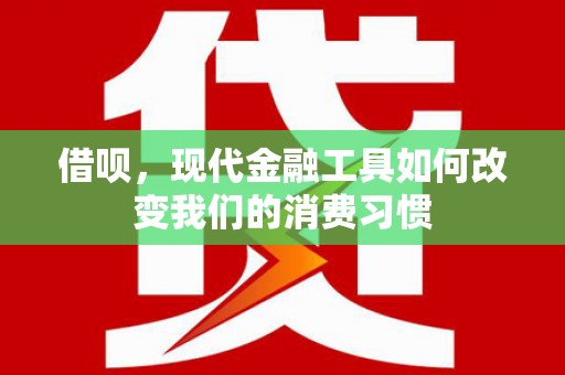 西螺借呗，现代金融工具如何改变我们的消费习惯