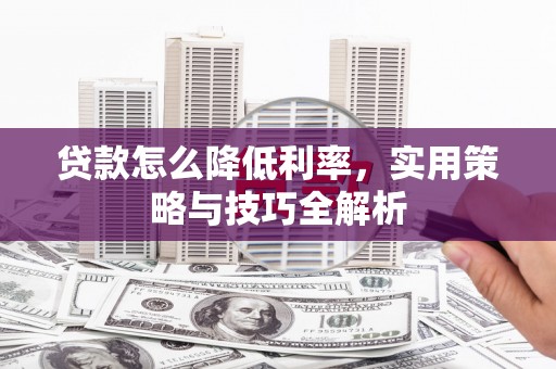西螺贷款怎么降低利率，实用策略与技巧全解析