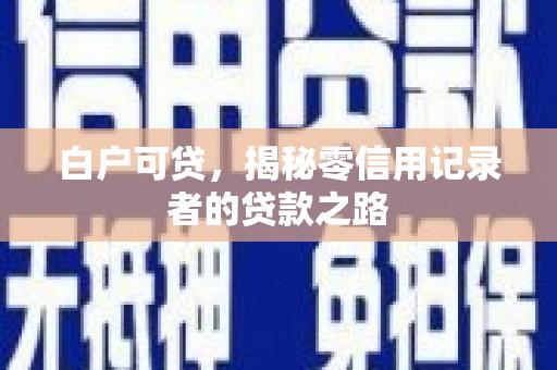 西螺白户可贷，揭秘零信用记录者的贷款之路